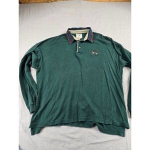 Ivy Crew Country Classics Mens XL Green Long Sleeve Polo Plaid Collar Duck Logo